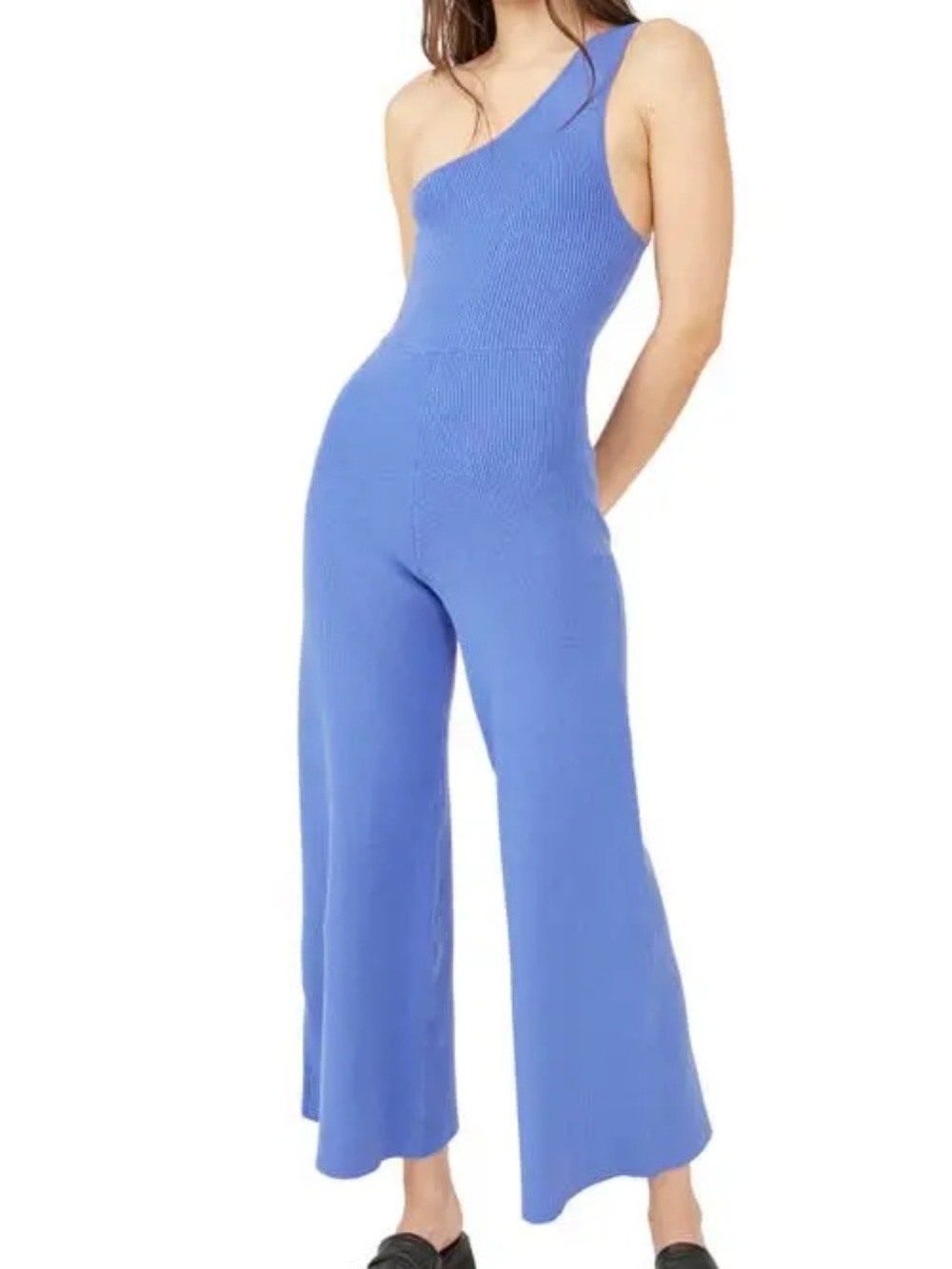 Free People One-Shoulder Wide-Leg Jumpsuit in Periwinkle